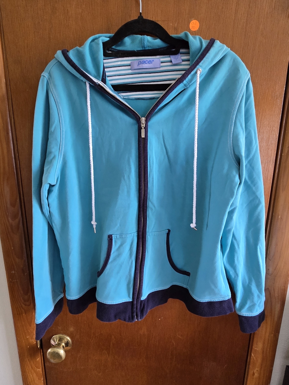 PACER Zip Hoodie Women's Small Blue with Dark Blue Trim Pockets